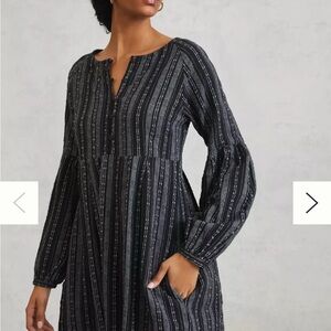 New Anthropologie x AFTERNOON Siobhan Tunic Dress size 4 Black Long Sleeve